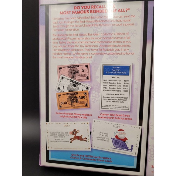 Rudolph Red Nosed Reindeer Monopoly Collectors Edition Hasbro 2012 USAOPOLY NOS - Picture 9 of 15